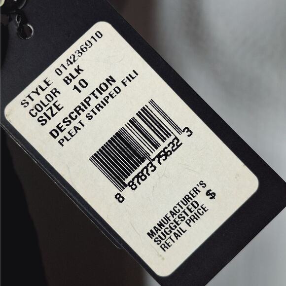 Adrianna Papell Pleat Stripe Filagree Dress Lace Overlay Fit Flare Cap Sleeve 10 - Picture 7 of 14